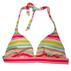 Victoria's Secret Bright Stripes Halter Swim Top (L)